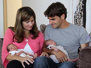 Familie Federer: Roger, Mirka, Charlene Riva und Myla Rose